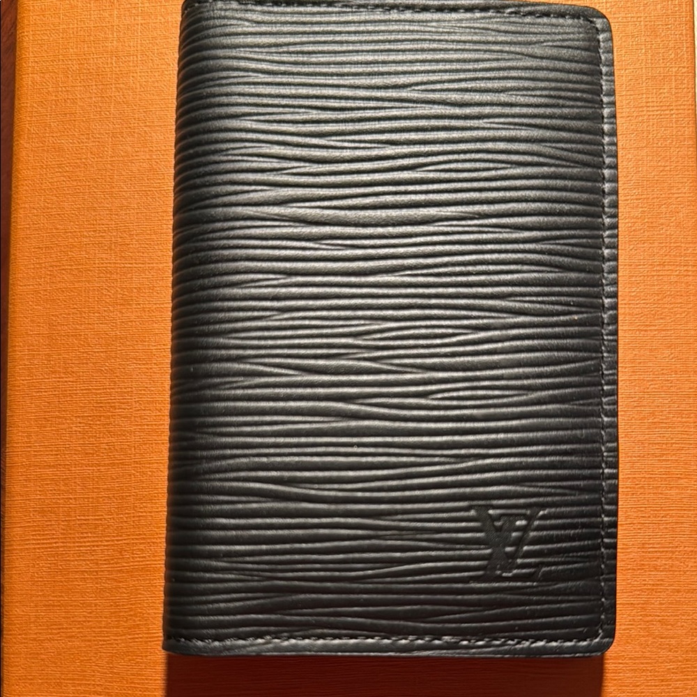 Louis Vuitton Black Key Card Holder with Textured Leather